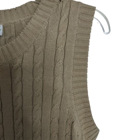 4453)Vtg Girls Scouts of the USA 2 pcs Beige Cable Knit Sweater and Vest Large - Picture 7 of 11